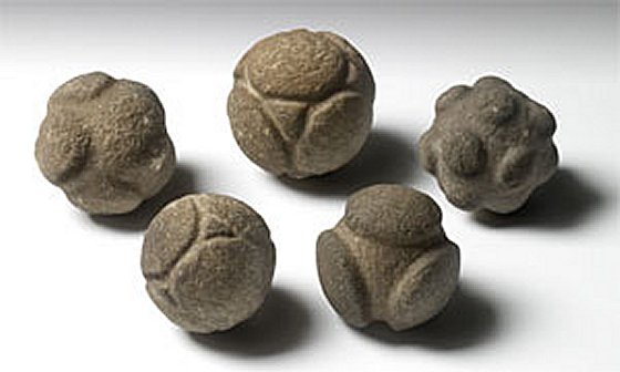 Five carved stone balls from Scotland (AN1927.2727-2731). Credits: Ashmolean Museum