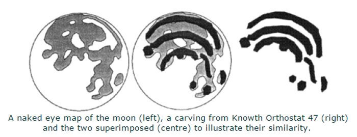 The stone with this amazing carving was named Orthostat 47. The Knowth map is ten times older than da Vinci’s Moon map.