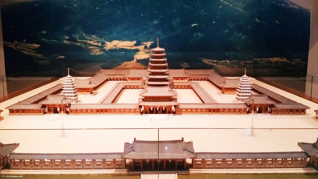Mireuksa Temple Model - While archaeologists and engineers were uncovering structural details of the pagoda, they discovered that it held high artistic and cultural value. Their findings show that the pagoda was the largest and oldest ancient Buddhist stone pagoda in East Asia and provides a window to an early Buddhist service and early styles of Buddhist pagodas. Photo credits: 1-2-3 Korea