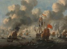 The burning of the English fleet off Chatham, 20 June 1667, likely by Willem van de Velde the Younger