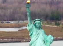 The statue on Liberty Island