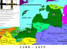 Historical map of the Religious State 1308-1455 incl. Localization Rudau