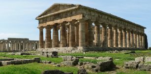 Paestum contains three of the most well-preserved ancient Greek temples in the world; two Hera Temples . Image via wikipedia