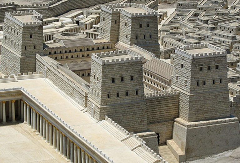 The Antonia Fortress, near The Second Jerusalem Temple. Model in the ...