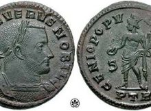 Severus, portrait on a coin from the Trier mint, 305–307 AD.CNG coins . – Image credit: cngcoins.com via Britannica