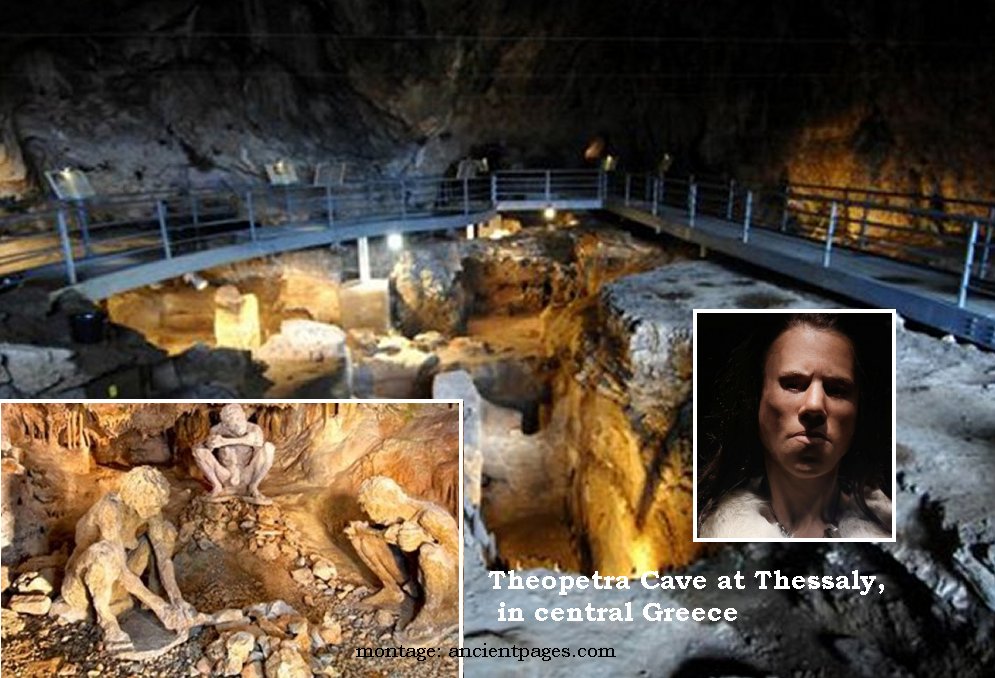 avgi and Theopetra Cave at Thessaly, in central Greece