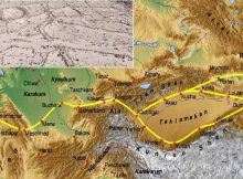 Farm fields in the ancient irrigation system - Tien Shan, China