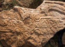 This Pictish stone - estimated to be about 1,300-year-old - was found after a storm. Image credit: Dr Hugo Anderson-Whymark