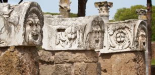 There is also the well-preserved amphitheater, built in the AD 1st and 2nd centuries, with 2,700 seats. Several giant marble theater masks still survive on tufa columns at the stage.