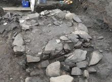 The likely foundation for the altar where St. Olaf’s coffin was placed in 1031. Image credit: NIKU