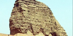 The ziggurat at Aqar Quf rises 180 feet above the desert west of Baghdad.