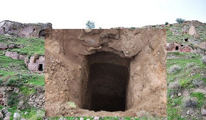 Entrance to underground realm., Kayseri Province. Turkey