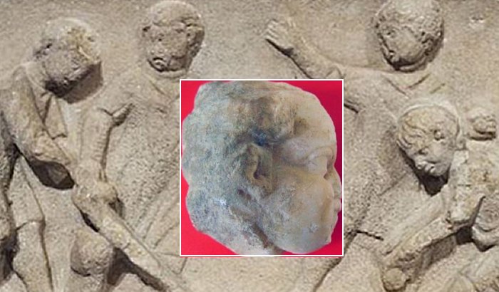 The Ancient Roman marble child statue head unearthed in the Danube city of Novae. Photo: Archaeologist Pavlina Vladkova via the Yantra Dnes daily