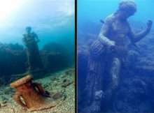 Submerged remains of Emperor Claudius' nymphaeum (as found on display in the Phlegraean Fields' Archaeological Museum in the Aragonese Castle in Baia).