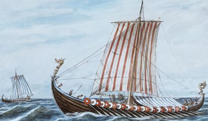 Viking ships painted by 19th century artist Rafael Monleón y Torres. Photo: Gianni Dagli Orti / REX