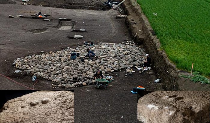 Burial in center of cairn. Photo credit: D. Gliksman, Inrap