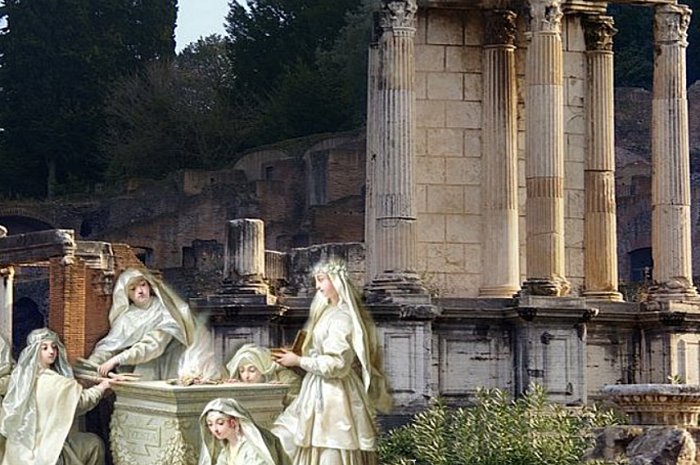 Vesta And Her Six Vestal Virgins - Highly Venerated Goddess Of Hearth And Family