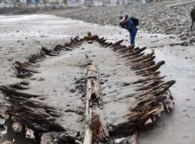 Maine shipwreck uncovered by waves every 20 or so years dated to pre-Revolutionary War times