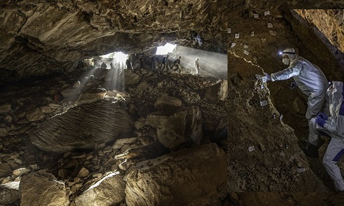 The team entering the Chiquihuite Cave. Credit: Devlin A. Gandy