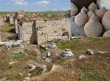 Pithoi filled with wheat in the ancient city of Amorium, Afyonkarahisar, central Turkey.