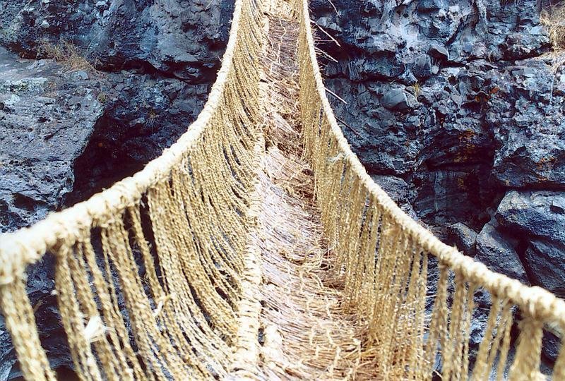 Keshwa Chaca suspension bridge of the Inca