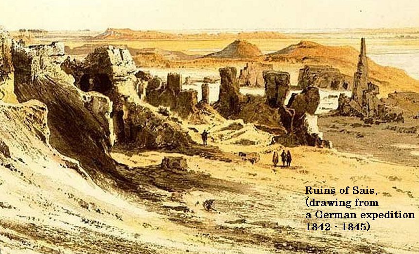 Ruins of Sais, (drawing from a German expedition 1842 - 1845)