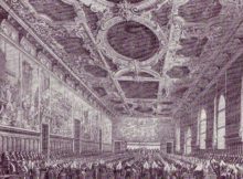 An engraving by Giambattista Brustolon showing the Great Council of Venice. Credit: Giambattista Brustolon, Creative Commons