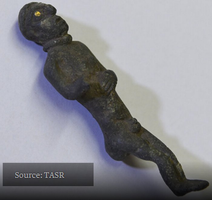 Bronze Celtic Figurine Of Man With Golden Eyes Found In Slovakia Bronze Celtic Figurine Of Man With Golden Eyes Found In Slovakia