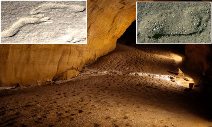 Human Footprints Of People Who Used Caves Of Ojo Guareña, Burgos 4600 Years Ago