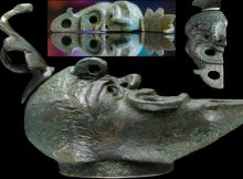 Rare bronze oil lamp with a face cut in half unearthed in Israel. Credit: Koby Harati, City of David; Eliyahu Yanai, City of David; Dafna Gazit, Israel Antiquities Authority