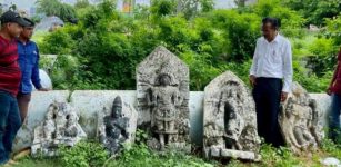 Rare Kakatiya Dynasty Sculptures Discovered Near A Temple In Telangana, India