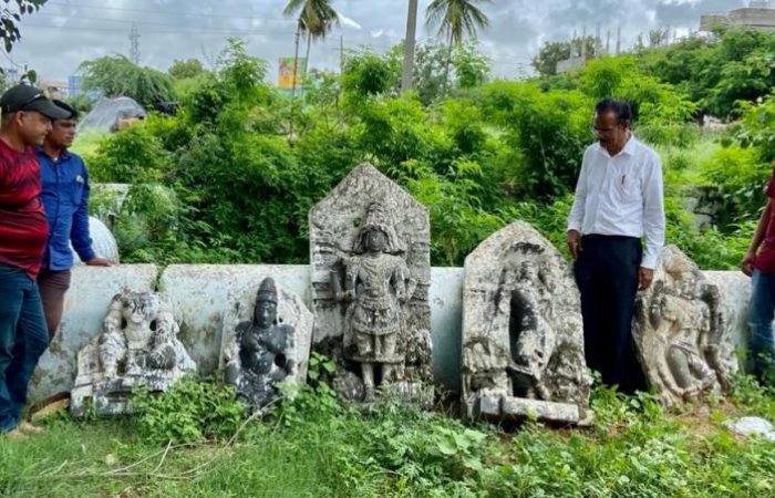 Rare Kakatiya Dynasty Sculptures Discovered Near A Temple In Telangana, India