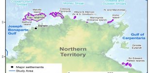 Locations of oral traditions with possible connections to sea-level change recounted by Aboriginal communities in the Northern Territory. Credit: Dr John MccArthy in Australian Archaeology. Topography and bathymetry from the SRTM30-plus v 8.0 via the eAtlas service, CC BY 4.0