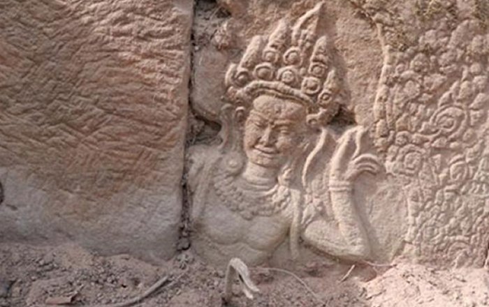 Apsara Carvings Dated To 12th Century Uncovered At Takav Gate In Angkor, Cambodia