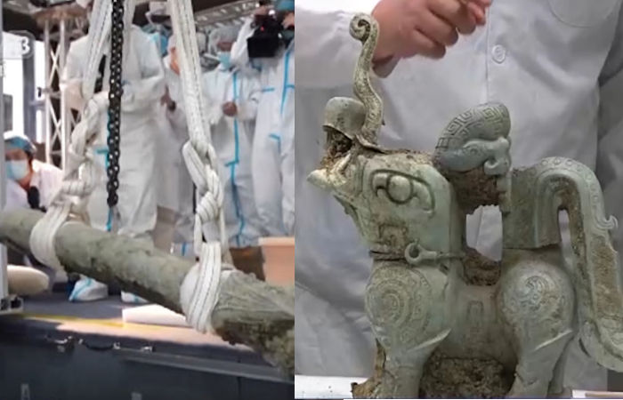 Statue Of Unknown Mythical Beast With Four Wings Discovered