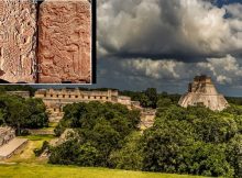 Ancient Maya Stela Carved On Both Sides Unearthed 'In Situ' In Uxmal, Yucatan Peninsula