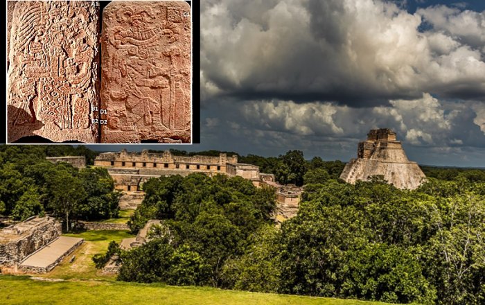 Ancient Maya Stela Carved On Both Sides Unearthed 'In Situ' In Uxmal, Yucatan Peninsula