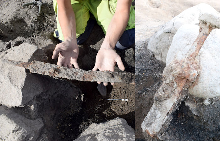 Unexpected Discovery Of Two Viking Swords In Upright Position In Sweden