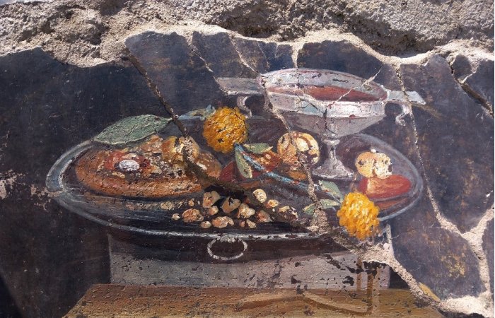 Ancestor Of Italian Pizza Depicted On Fresco In Pompeii