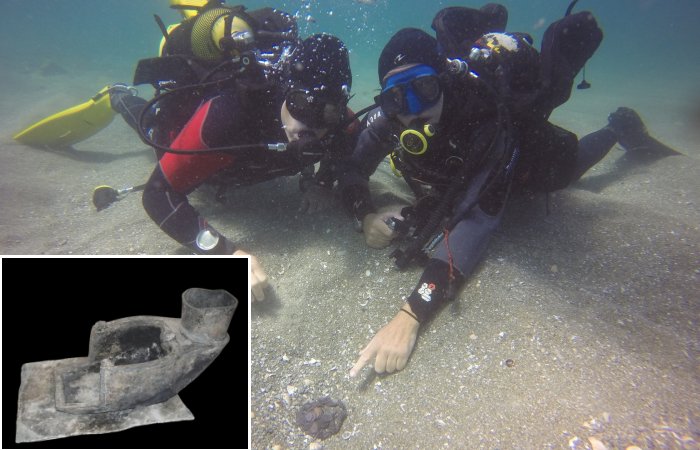 Roman Ship Cargo And Galley Equipment Discovered Underwater In The Caesarea Harbor