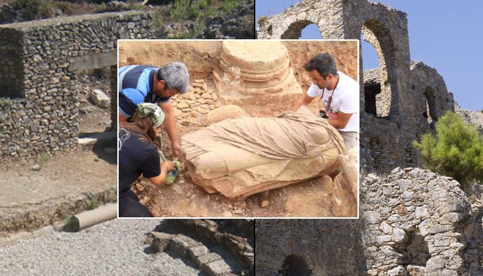 Roman-Era Female Statue Unearthed In Anemurium in Türkiye