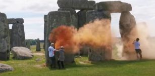 Vandalism - Stonehenge Sprayed With Orange Paint - Two People Arrested