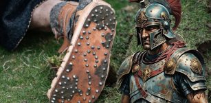 Ancient Roman Sandal With Nails And Game Pieces Found Under A Playground In Germany