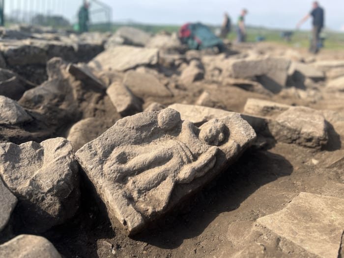 Sandstone Relief Of The Roman Goddess Of Victory Found At Vindolanda On Hadrian's Wall Sandstone Relief Of The Roman Goddess Of Victory Found At Vindolanda On Hadrian's Wall
