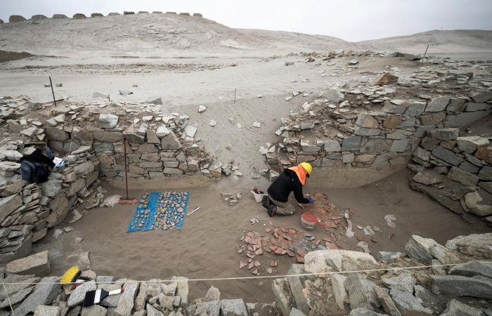 Deliberately Broken Vessel Depicting Warriors In Combat Discovered At the Chankillo Solar Observatory In Casma Valley, Peru Deliberately Broken Vessel Depicting Warriors In Combat Discovered At the Chankillo Solar Observatory In Casma Valley, Peru