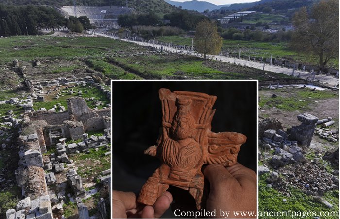 Unique Incense Burner Of Serapis, The Greco-Egyptian Sun God, Found In The Ancient City Of Ephesus